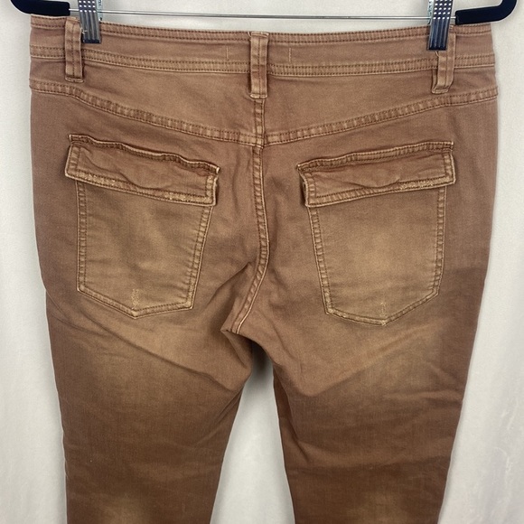 FREE People Button Fly Front Womens Brown Distressed Jeans Pants - Size 8 - Picture 13 of 16